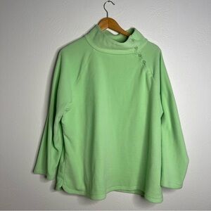 Talbots Plus Pistachio Green Microfleece Button Detail Long Sleeve Top Size 2X
